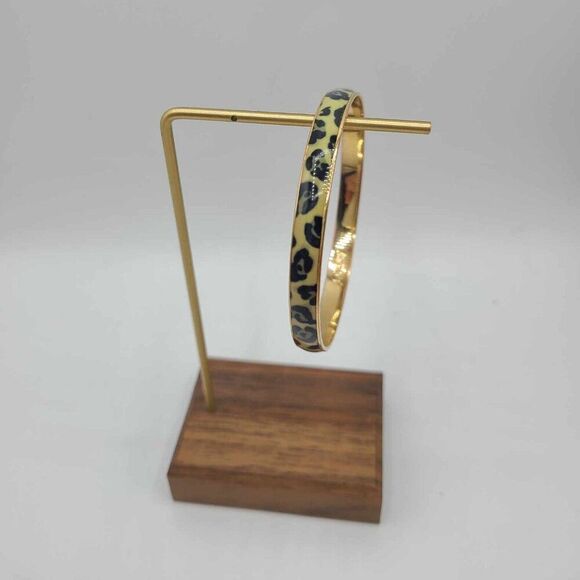 J Crew Enamel Leopard Print Gold Tone Narrow Bangle NWOT! - Picture 7 of 8